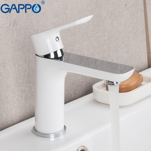Смеситель для раковины Gappo G1048, белый/хром