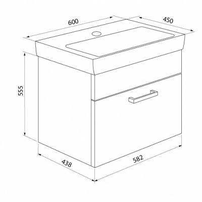 Тумба с раковиной IDDIS New Mirro 60 подвесная белая (NMIR60Wi95K), дизайн современный