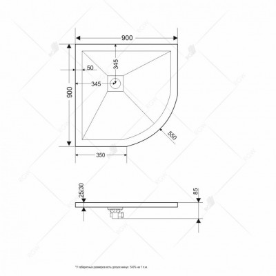 Душевой поддон RGW ST/R-G Stone Tray полукруглый 1000x1000 графит глубина 12мм (16153100-02)