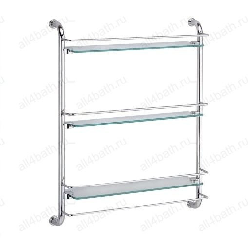WasserKRAFT K-2033 полка тройная стеклянная с бортом, хром