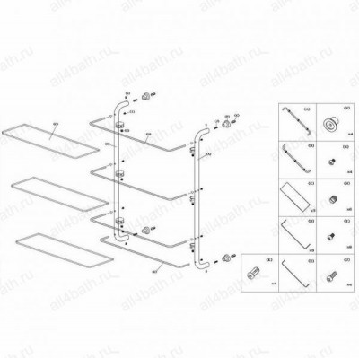 WasserKRAFT K-2033 полка тройная стеклянная с бортом, хром