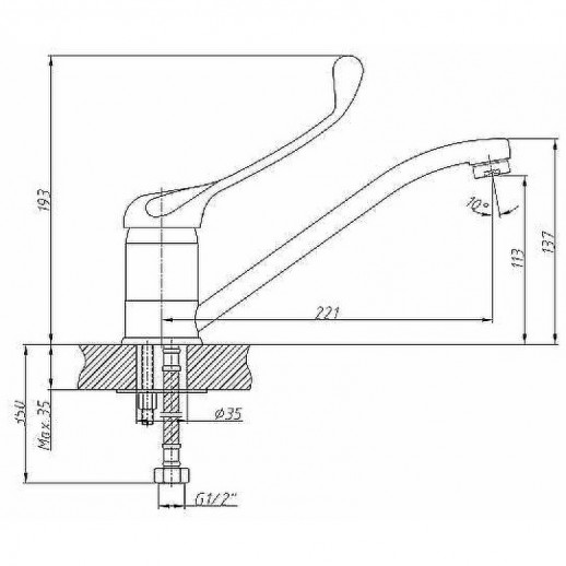 Смеситель для кухни Haiba HB4254 с локтевой ручкой (латунь) хром
