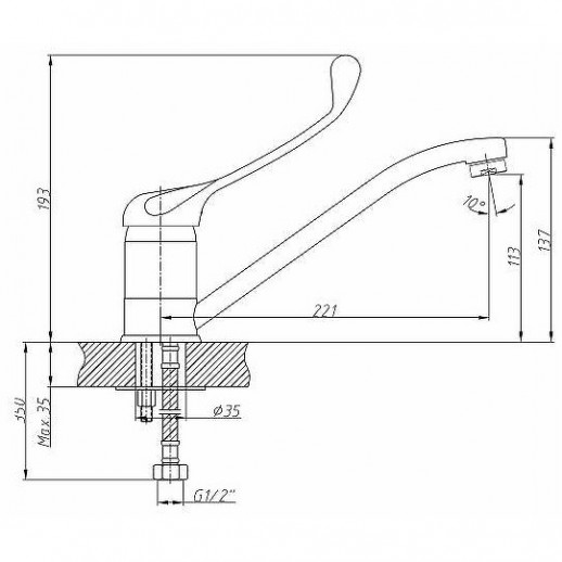Смеситель для кухни Haiba HB4254 с локтевой ручкой (латунь) хром