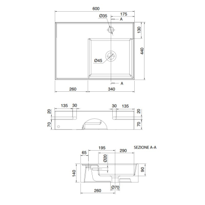 Раковина накладная Scarabeo Teorema 2.0 5117BK 60х44 см, белый