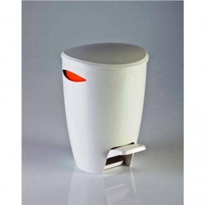 Primanova M-E04-08 урна с крышкой с педалью 5л, бело-оранжевая