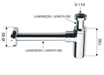 Сифон Remer RR 958 L 11/4 для умывальника 30 см, хром