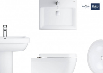 Раковина GROHE Cube Ceramic, подвесная 60 см, альпин-белый (3947300H)