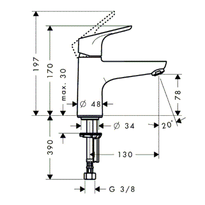 HANSGROHE Focus E 31931000 Monotrou однорычажный смеситель для раковины, хром