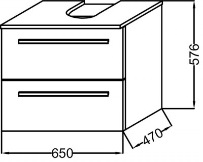 Мебель под раковину 65 см, Jacob Delafon «STRUKTURA» (EB1383-N18), 2 ящ., белый