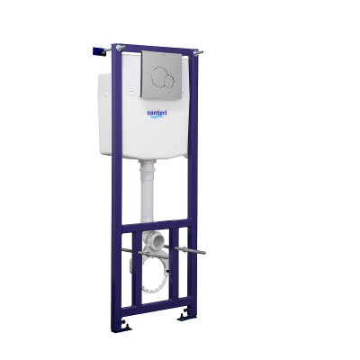 Унитаз с инсталляцией Santeri Альфа 1.3815.9.S00.00B.0 с сиденьем и клавишей смыва хром фарфор