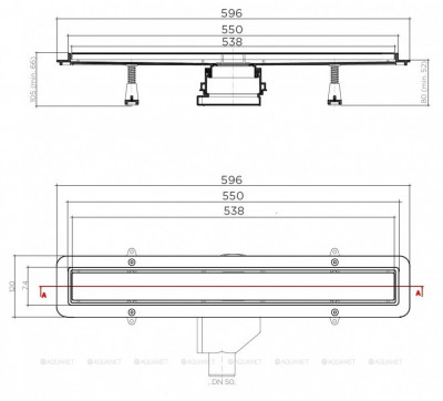 Душевой лоток Pestan Betto Line 550 13702509 Хром ABS-пластик
