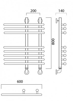 Водяной полотенцесушитель Акванерж Модерн 3 800x600 (00-128060)