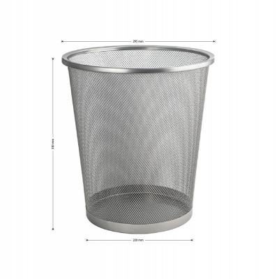 Ведро круглое, 20 л, сетчатое, офисное, металлическое, без крышки, серый, САНАКС (42020)