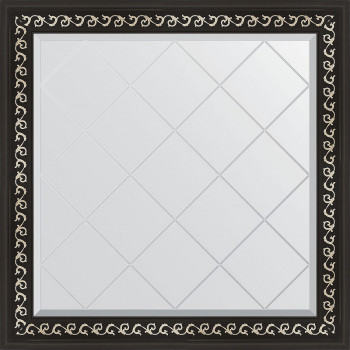 Зеркало настенное Evoform ExclusiveG 85х85 BY 4311 с гравировкой в багетной раме Черный ардеко 81 мм