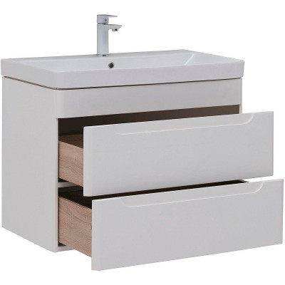 Тумба с раковиной Aquanet София 80 274192 подвесная белый глянец