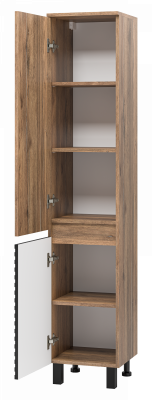 Шкаф-пенал напольный Brevita Dakota левый 350x340x1650 черный, темное дерево (DAK-050350-19/02Л)