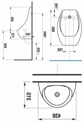 Писсуар подвесной Jika Domino с сенсорным управлением, белый (4110.1.000.487.1)