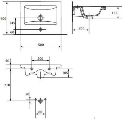 Тумба с раковиной для ванной Style Line Жасмин-2 50 Люкс Plus белая (ЛС-000010039)