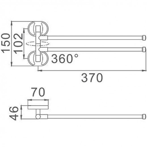 Полотенцедержатель Haiba HB1912 поворотный (металл) хром