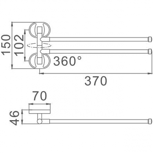 Полотенцедержатель Haiba HB1912 поворотный (металл) хром