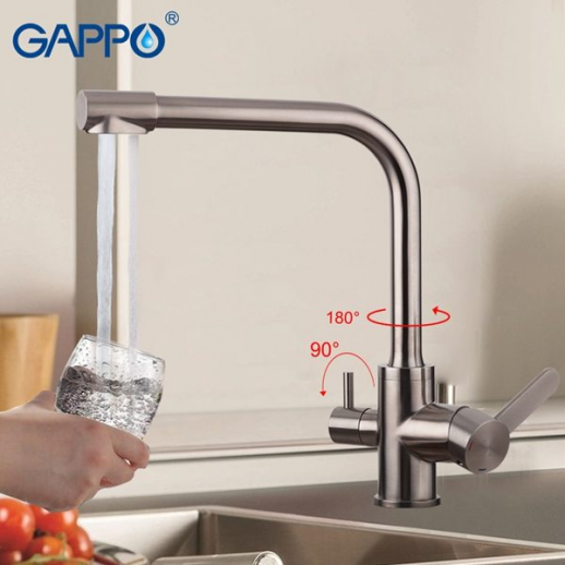 Смеситель для кухни под фильтр Gappo G4399-1, матовый хром