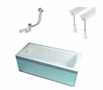Комплект ванна Ravak Domino Plus 170x75 см, опоры, сточный комплект хpом II 70508024