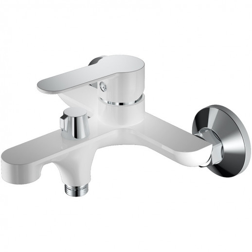 Смеситель для ванны Haiba HB60557-8 с душевым гарнитуром (латунь) белый, хром