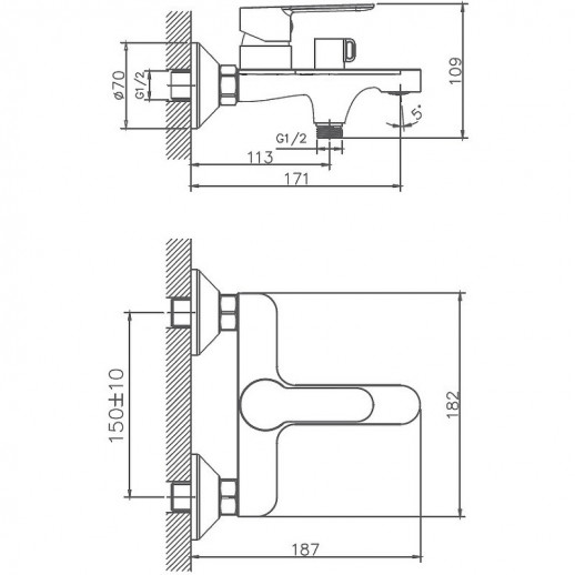Смеситель для ванны Haiba HB60557-8 с душевым гарнитуром (латунь) белый, хром