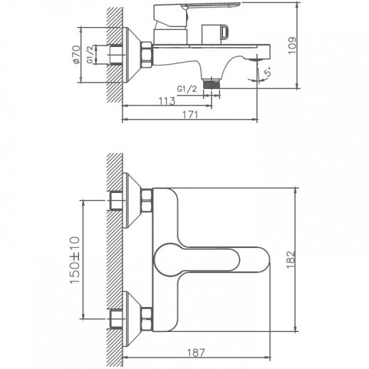 Смеситель для ванны Haiba HB60557-8 с душевым гарнитуром (латунь) белый, хром