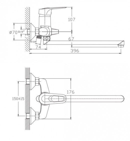 Смеситель для ванны Haiba HB2204 универсальный (латунь) хром