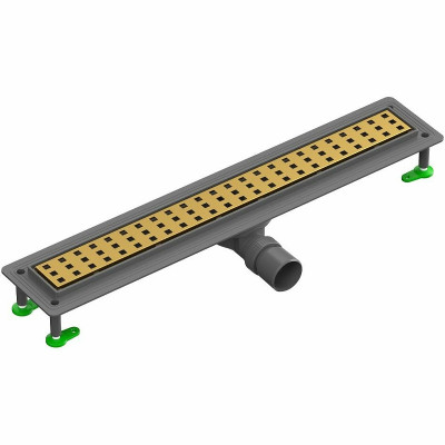 Душевой лоток Ctesi Flow Square Gold 70 BK4024640/1 с решеткой золото