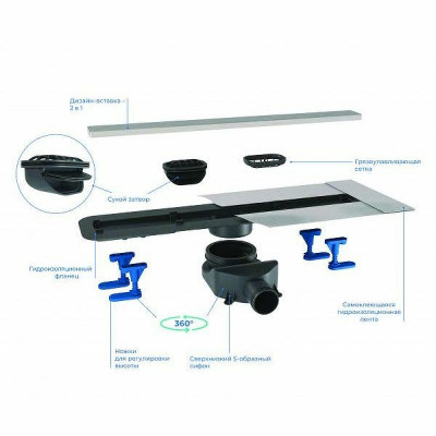 Душевой лоток Bettoserb Frameless Line 75 13701232 с решеткой хром матовый / под плитку