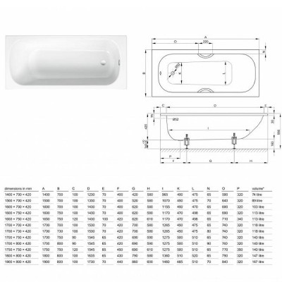 Ванна стальная Bette Form 170х70 2945-000 AD прямоугольная