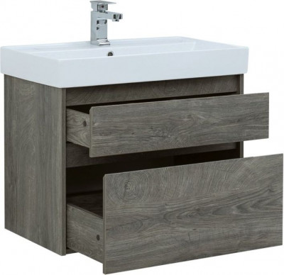 Тумба с раковиной Aquanet Nova Lite 75 дуб рошелье (2 ящика) напольная/подвесная (00245245)
