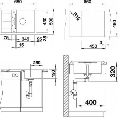 Мойка для кухни Blanco Metra 45S Compact 519581 кофе ис-ный гранит прямоугольная