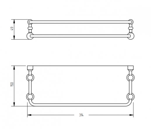 MIGLIORE Complementi 22000 полка стеклянная с бортиком, 30 см, золото