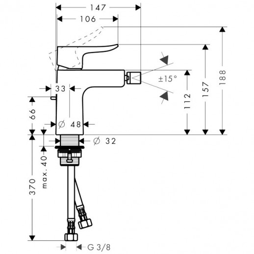 Hansgrohe Metris 31280000 смеситель для биде с д/к, хром