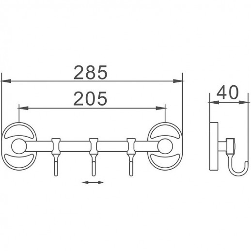 Вешалка для полотенец Haiba HB1915-3 (металл) хром