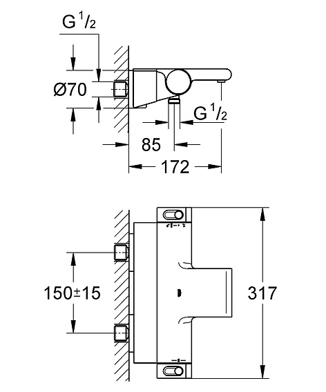 Термостат для ванны и душа GROHE Grohtherm 2000 34464001