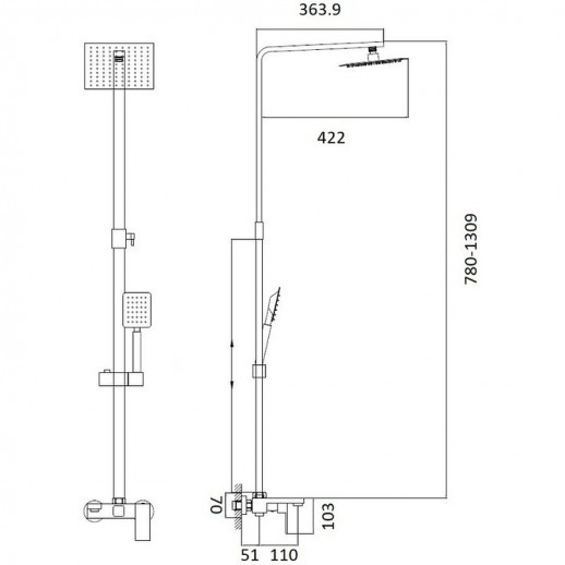 Душевая система Haiba HB24803-2 (нерж сталь)
