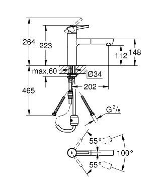 Смеситель для кухни GROHE Concetto с выдвижным изливом, хром (31129001)