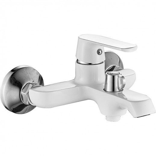 Смеситель для ванны Haiba HB60804 с душевым гарнитуром (латунь) белый, хром