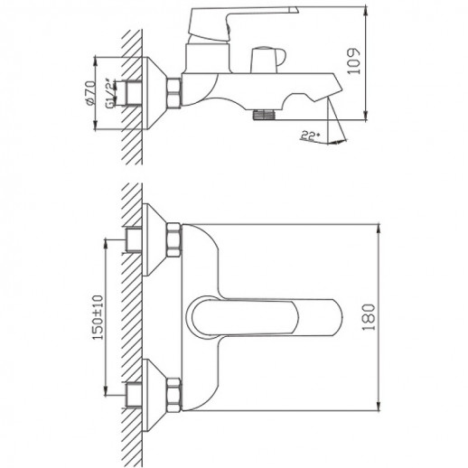 Смеситель для ванны Haiba HB60804 с душевым гарнитуром (латунь) белый, хром