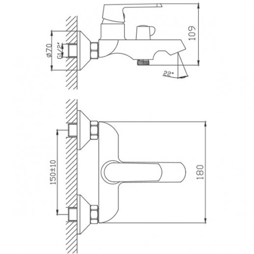 Смеситель для ванны Haiba HB60804 с душевым гарнитуром (латунь) белый, хром