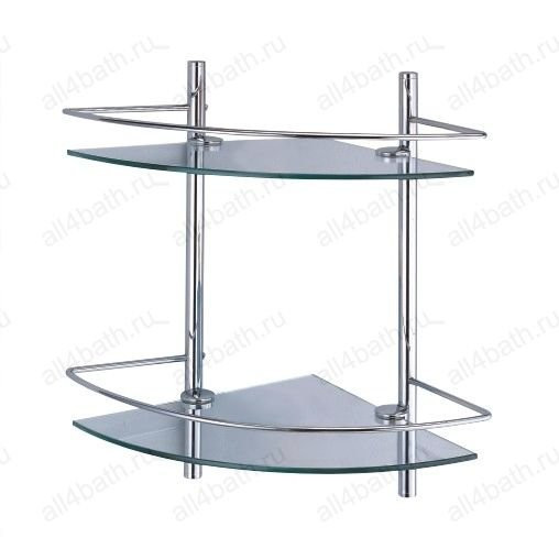 WasserKRAFT K-3122 полка угловая двойная стеклянная с бортом, хром