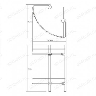 WasserKRAFT K-3122 полка угловая двойная стеклянная с бортом, хром