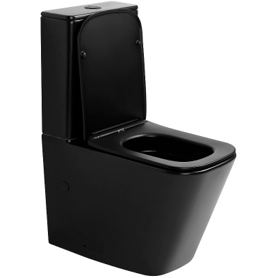 Унитаз напольный компакт Abber Rechteck AC1210TMB черный матовый с бачком микролифт