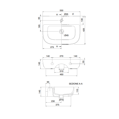 Раковина подвесная Scarabeo Glam 1811 55х42 см, белый