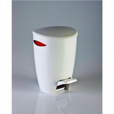 Primanova M-E04-04 урна с крышкой с педалью 5л, бело-красная