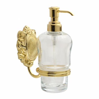 MIGLIORE Cleopatra 16684 дозатор жидкого мыла настенный, золото/прозрачное стекло с декором